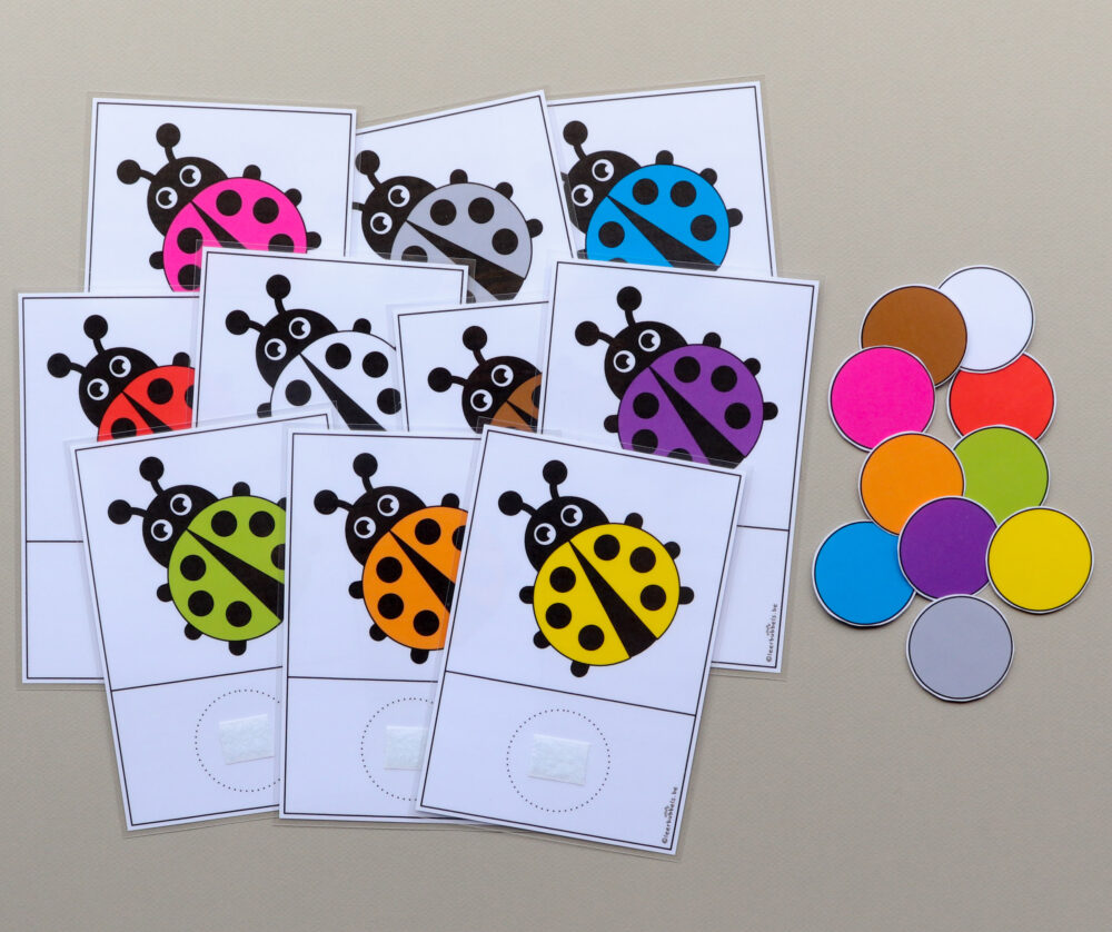 Matchkaarten kleuren thema lieveheersbeestjes - leerbubbels