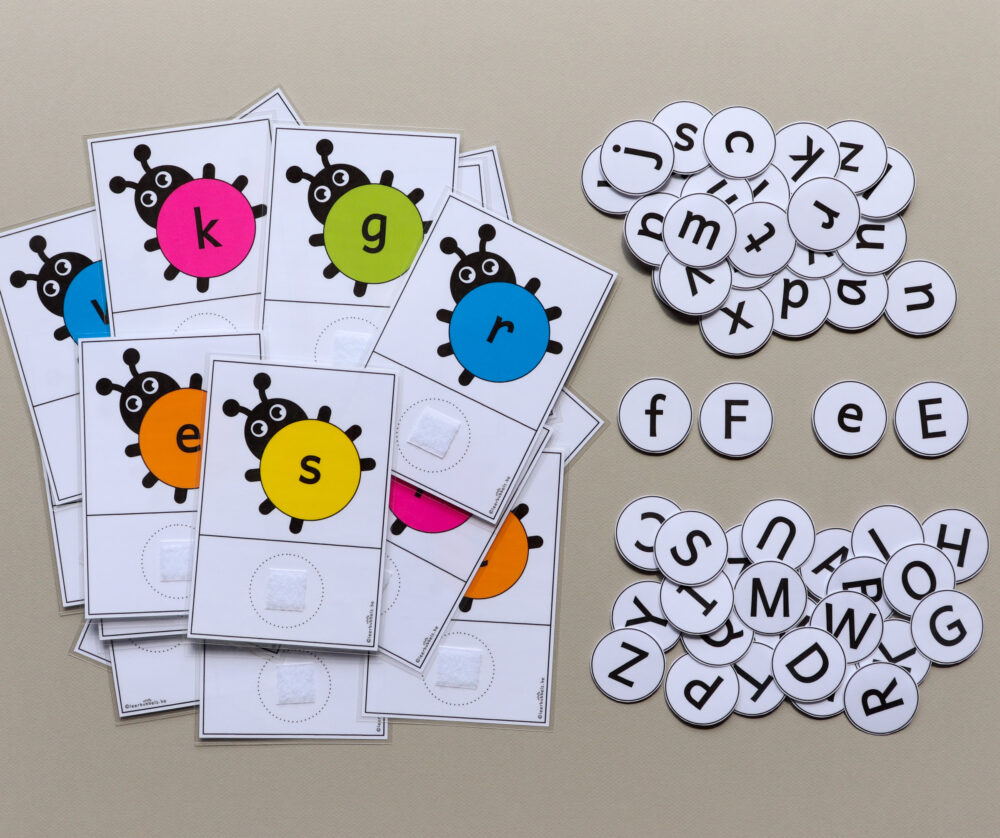 Matchkaarten letters thema lieveheersbeestjes - leerbubbels