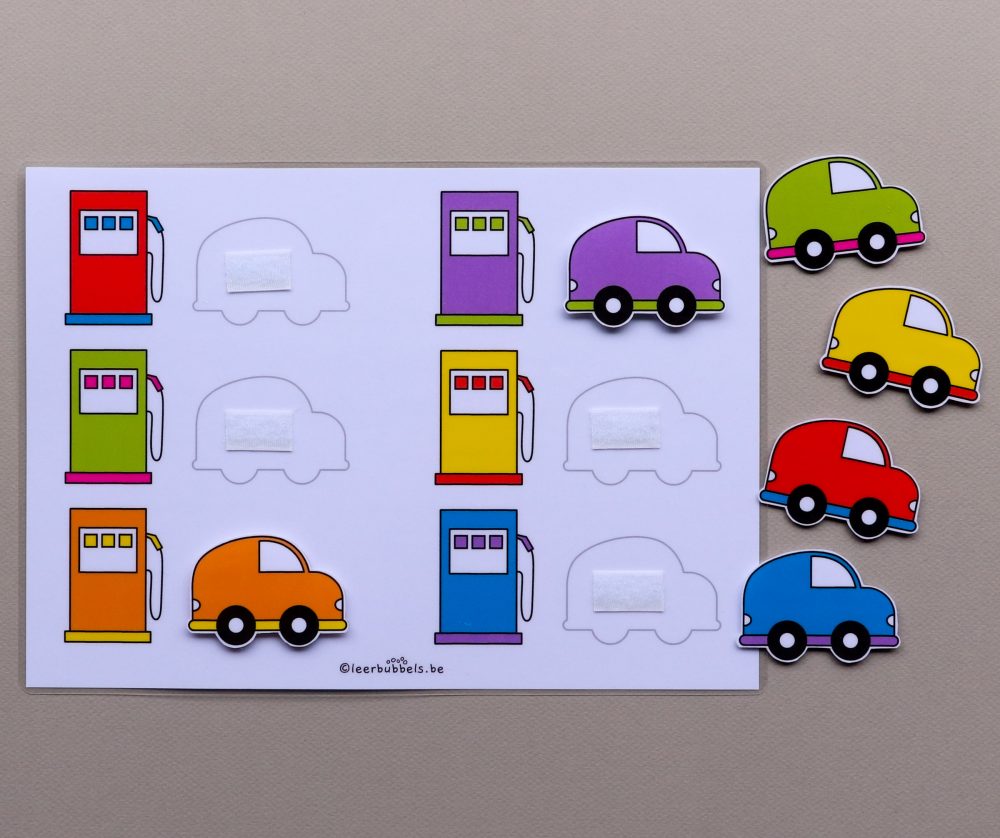 Matchkaarten 2 kleuren thema auto's