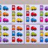 Matchkaarten 2 kleuren thema auto's