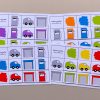 Matrixroosters kleuren thema auto's 6 kaartjes
