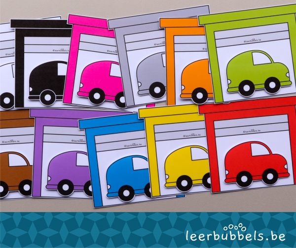 Matchkaarten kleuren thema auto's Leerbubbels