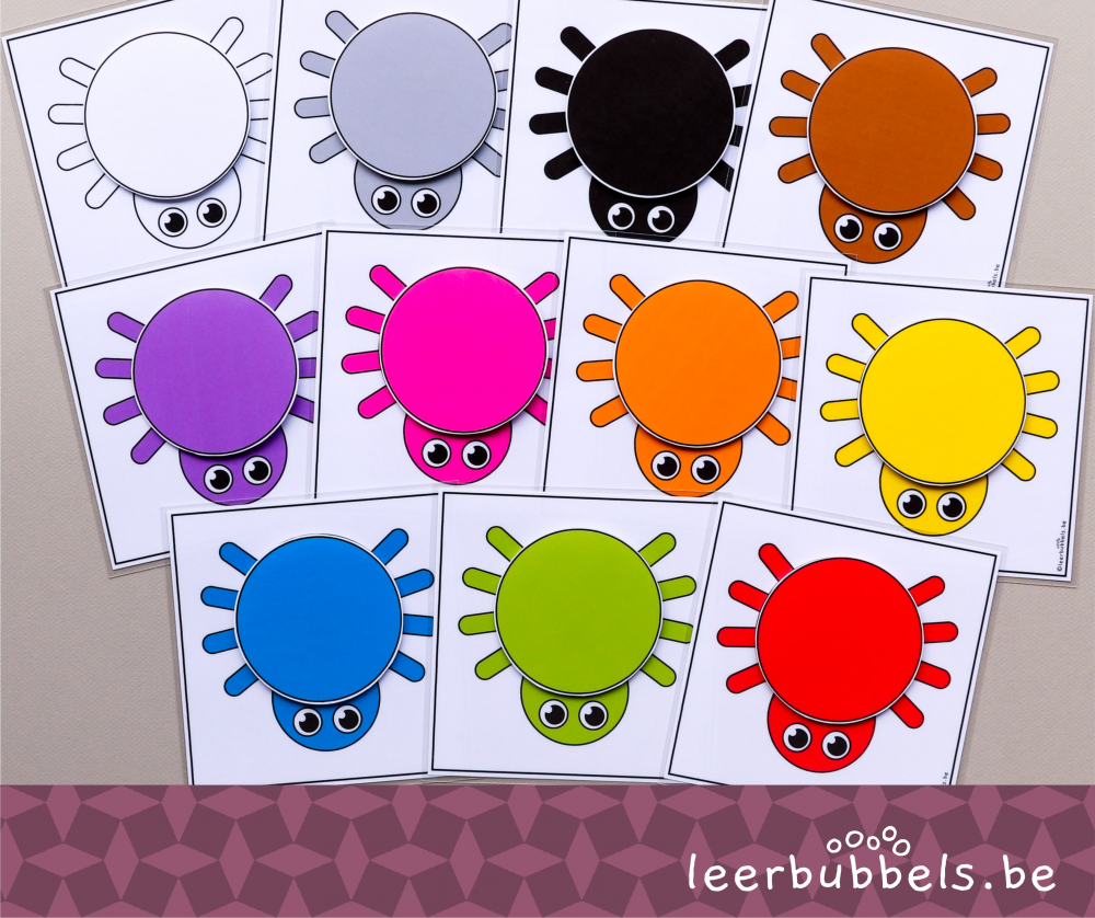 Matchkaarten kleuren thema spinnen
