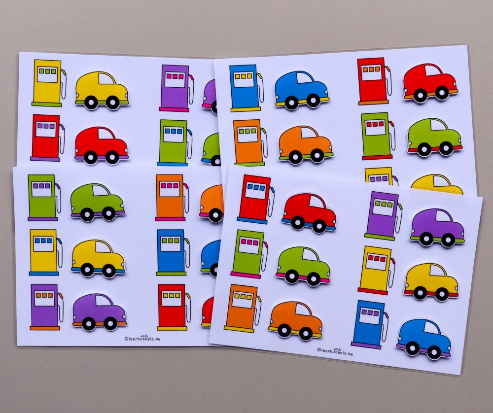 Matchkaarten 2 kleuren auto's