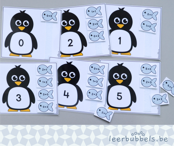 Optellen en aftrekken tot 5 thema pinguïns