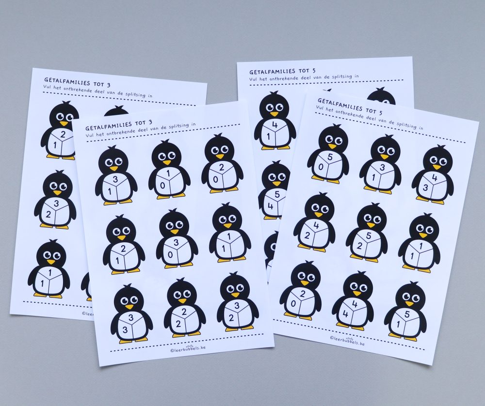 Splitsen tot 5 thema pinguïns leerbubbels