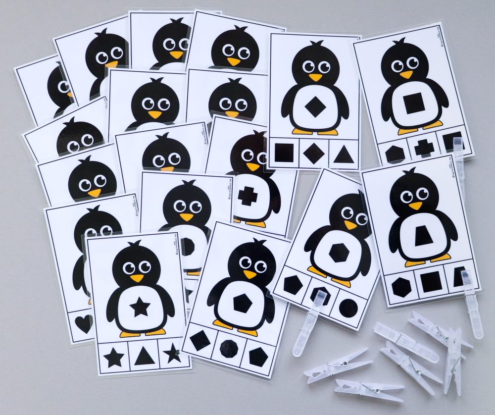 Thema pinguïns knijpkaarten leerbubbels