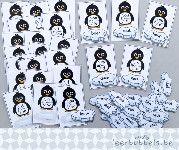Mkm-woorden maken met tweeklanken in thema pinguïn
