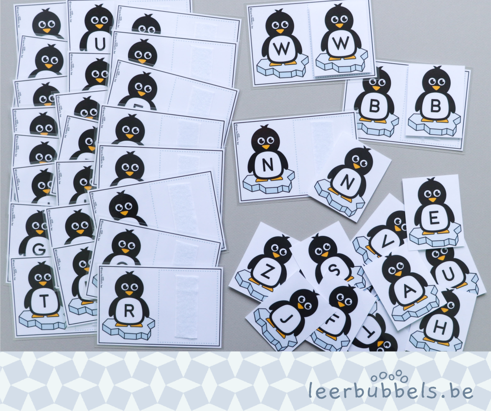 Matchkaarten hoofdletters in thema pinguïns