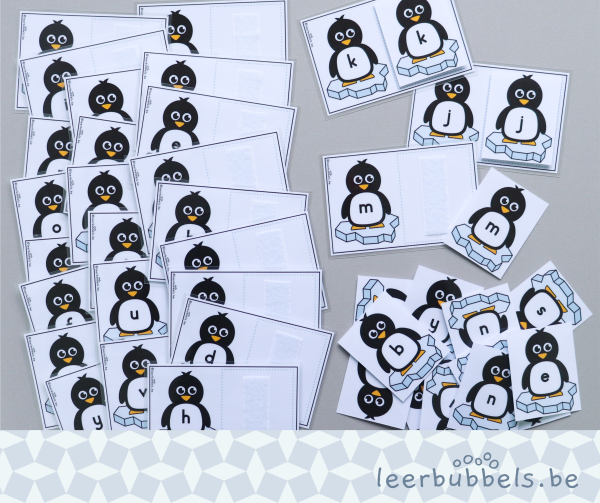 Matchkaarten kleine letters thema pinguïns