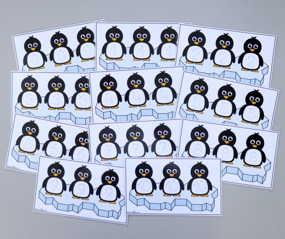 Cijfers schrijven in thema pinguïns