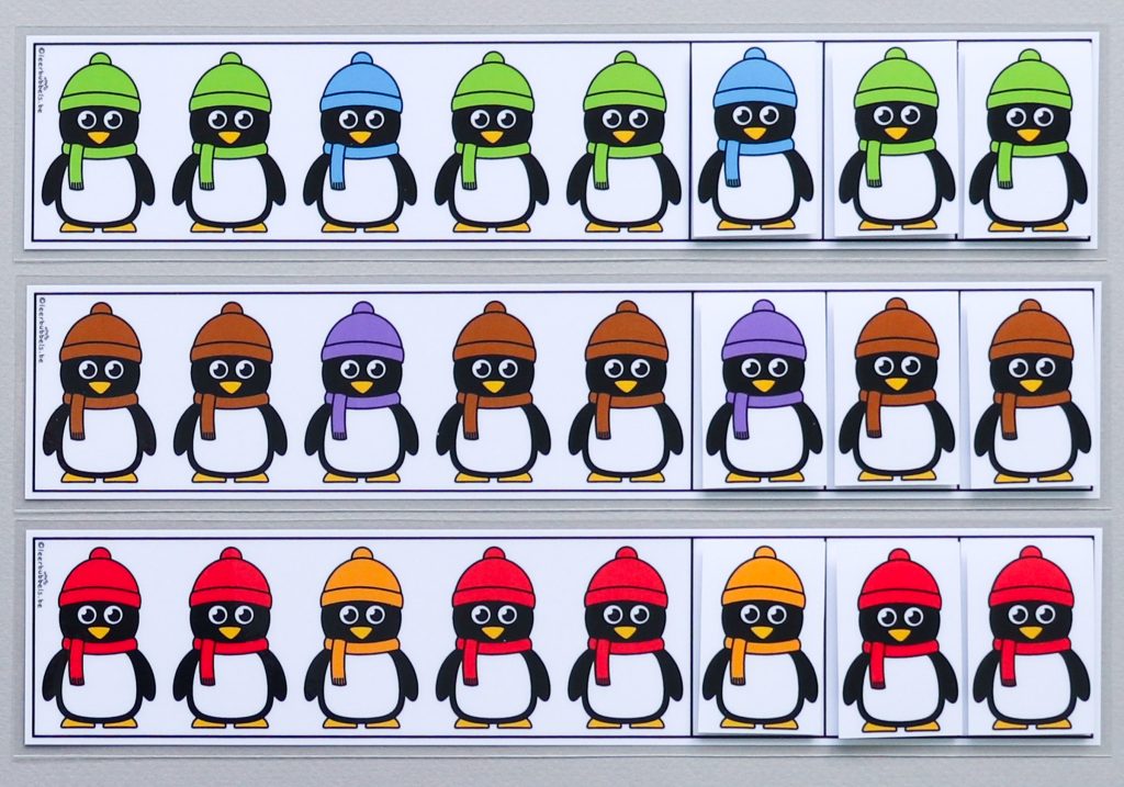 Patroonkaarten met AAB patroon in thema pinguïns