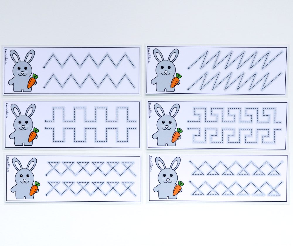 Schrijfkaarten voor kleuters thema konijntjes