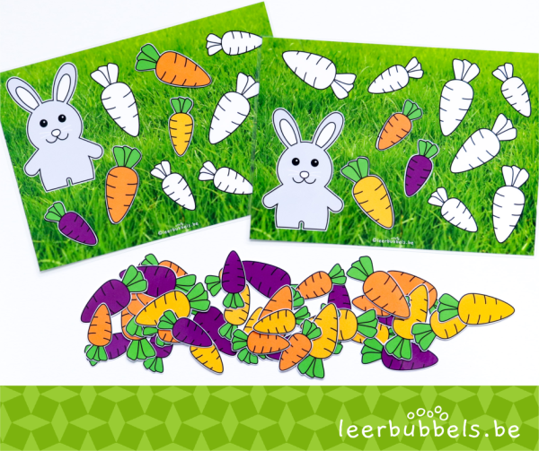 Meetspel groot en klein thema konijnen Leerbubbels