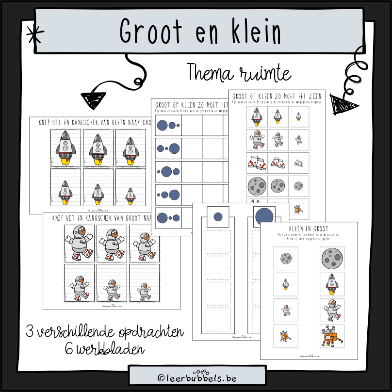 Oefenen van groot en klein thema ruimte voor kleuters en speelleerklas