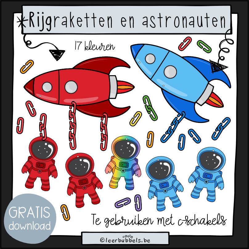 Raketten en astronauten om te rijgen met C-schakels - voor kleuters - Leerbubbels