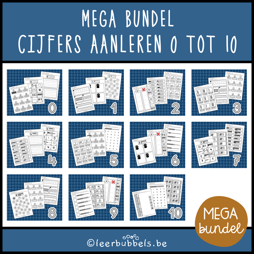 Mega bundel om de cijfers van 0 tot 10 aan te leren - Leerbubbels