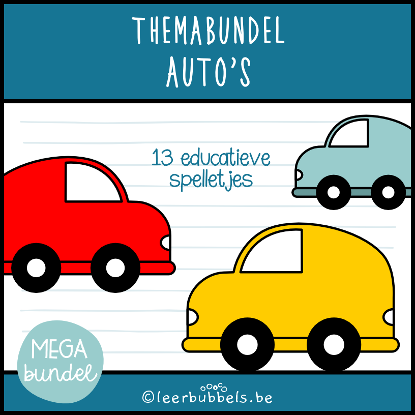 Themabundel auto's van Leerbubbels - educatieve spelletjes rond het thema auto's voor kleuters en speelleerklas