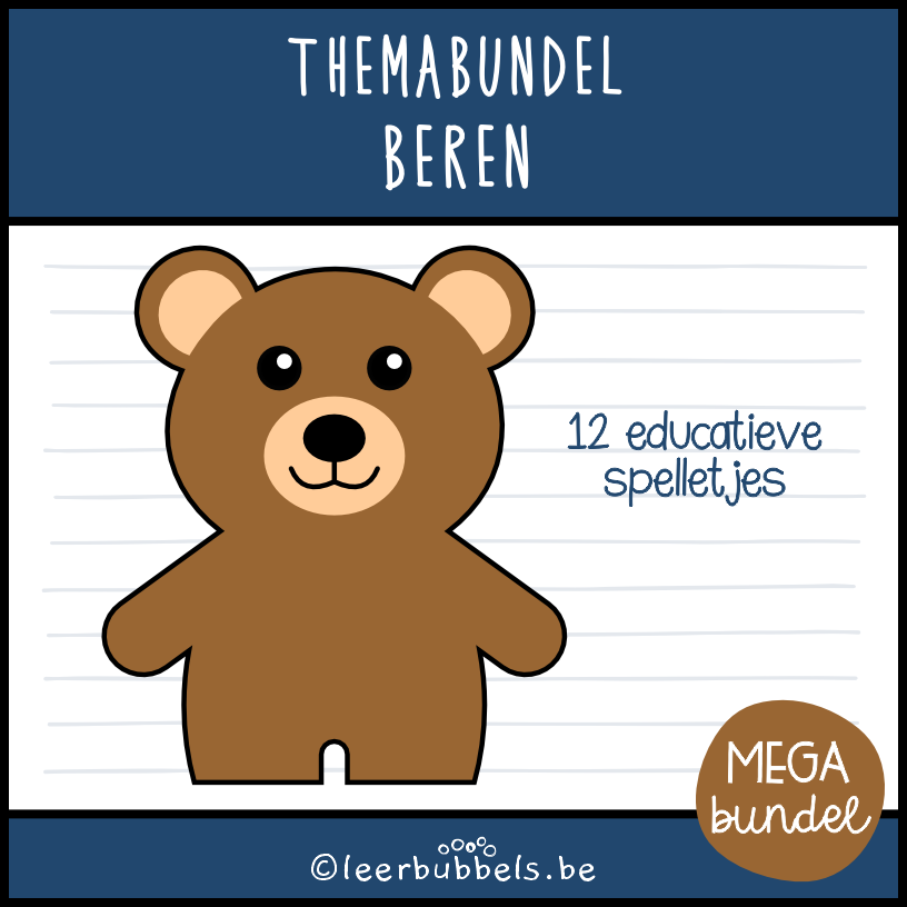 Themabundel beren van Leerbubbels - educatieve spelletjes rond het thema beren of knuffels voor kleuters en speelleerklas