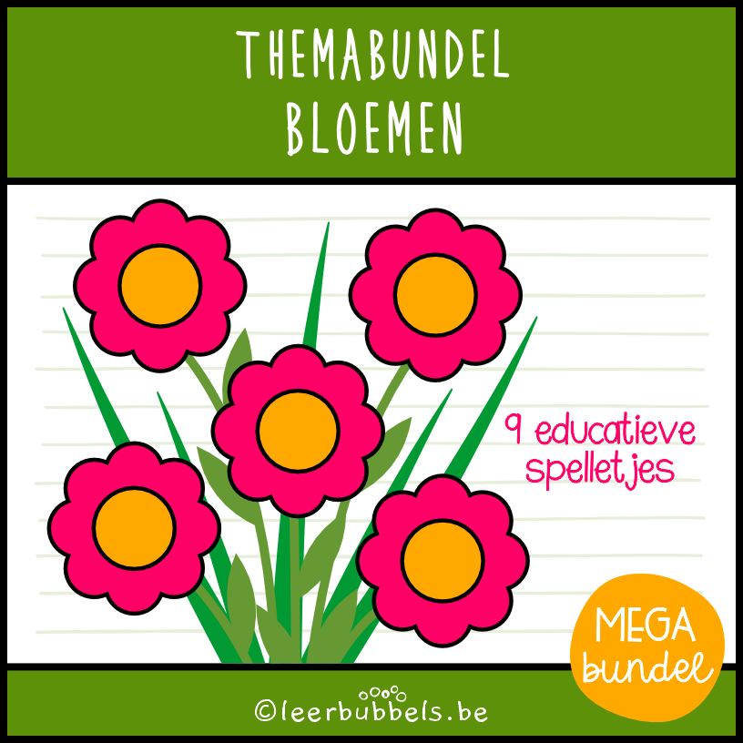 Themabundel bloemen van Leerbubbels - educatieve spelletjes rond het thema bloemen of lente voor kleuters en speelleerklas