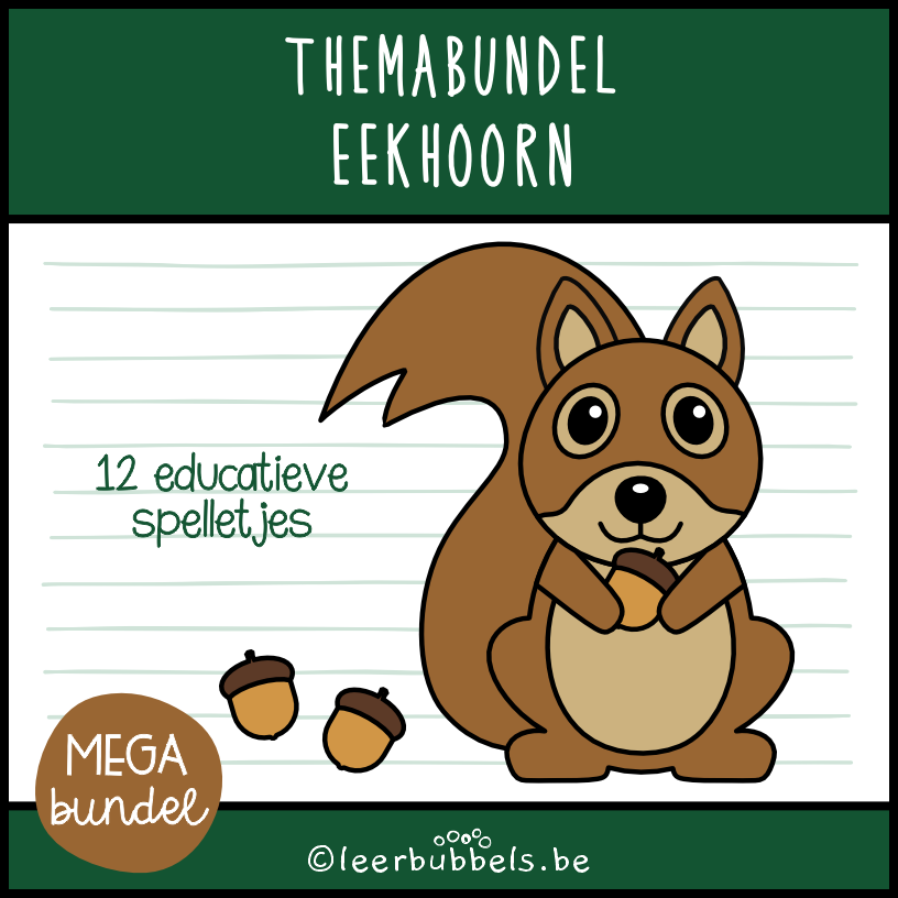 Themabundel eekhoorn van Leerbubbels - educatieve spelletjes rond het thema eekhoorns of bosdieren voor kleuters en speelleerklas