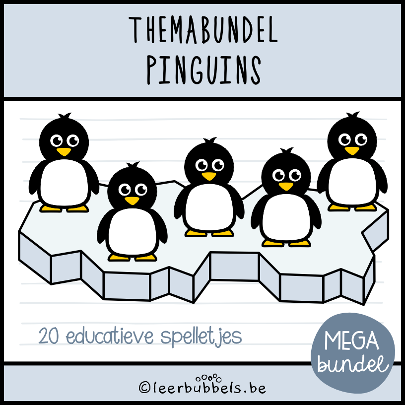 Themabundel pinguïns van Leerbubbels - educatieve spelletjes rond het thema pinguïns of poolgebieden voor kleuters en speelleerklas