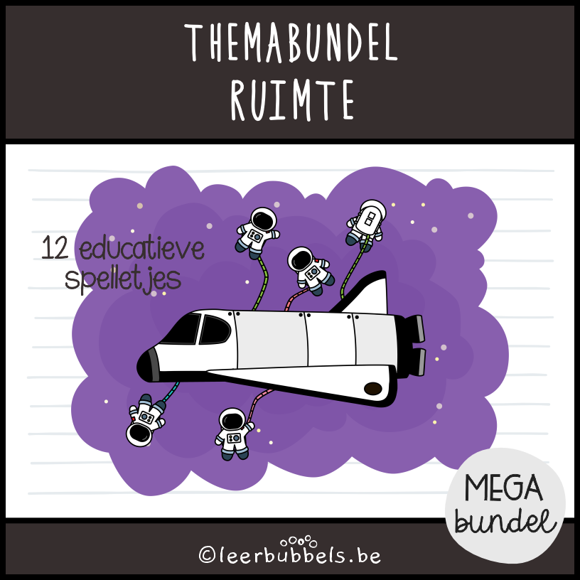 Themabundel ruimte van Leerbubbels - educatieve spelletjes rond het thema ruimte voor kleuters en speelleerklas