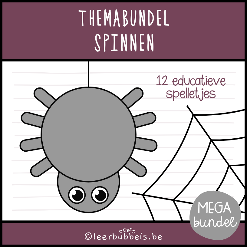 Themabundel spinnen van Leerbubbels - educatieve spelletjes rond het thema spinnen of kriebelbeestjes in de herfst voor kleuters en speelleerklas