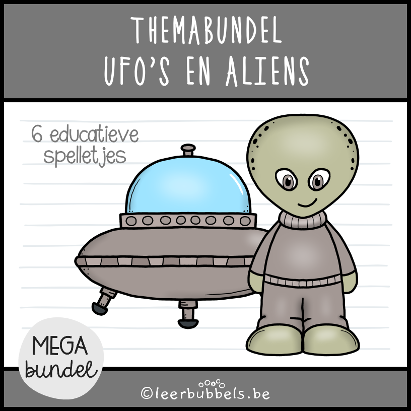 Themabundel ufo's en aliens van Leerbubbels - educatieve spelletjes rond het thema ruimte of ufo's en aliens voor kleuters en speelleerklas