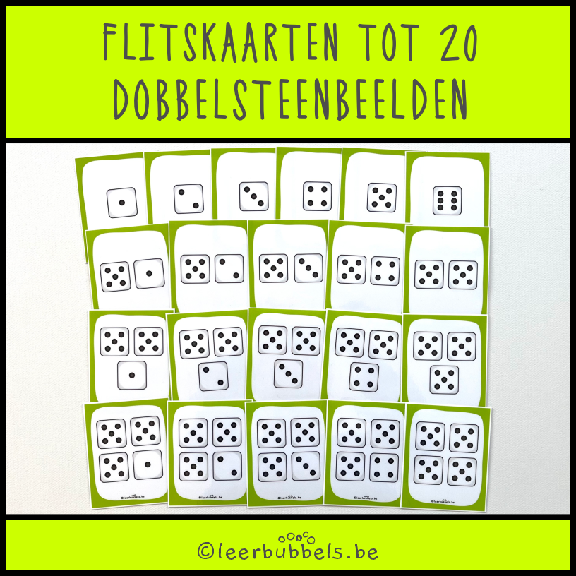 Flitskaarten tot 20 met dobbelstenen - Leerbubbels