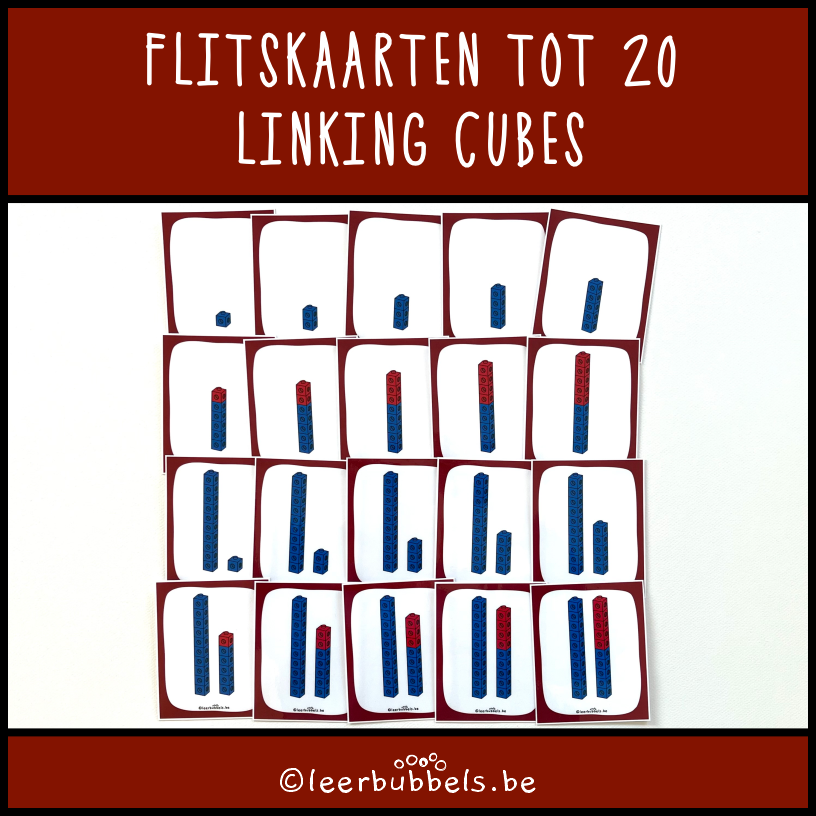 Flitskaarten tot 20 met linking cubes of klikblokjes van Leerbubbels