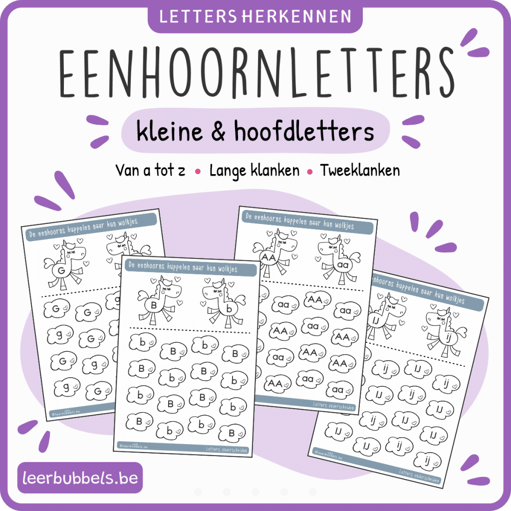 Werkblad eenhoornletters - kleine & hoofdletters