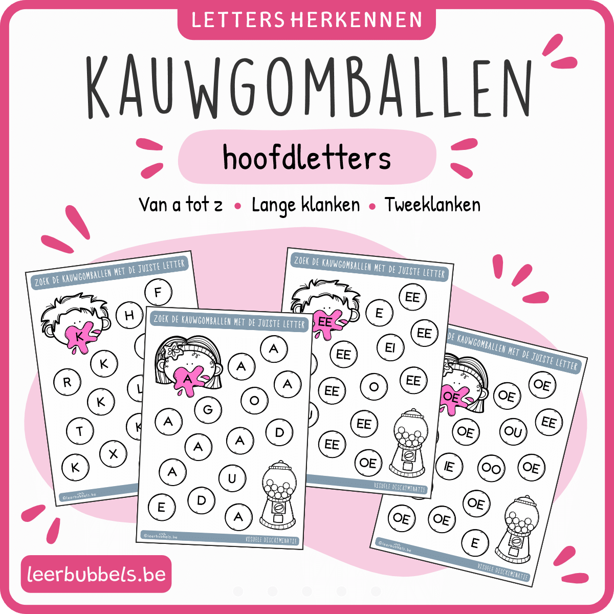 Werkblad kauwgomballen - hoofdletters