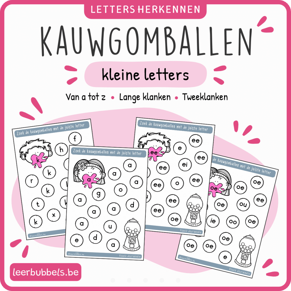 Werkblad kauwgomballen - kleine letters