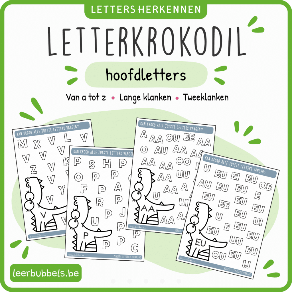 Werkblad letterkrokodil - hoofdletters